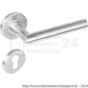 Intersteel Living 1272 Türdrücker Recht 90 Grad auf Rosette 53x8 mm EN 1906/4 mit PZ-Rosetten Edelstahl gebürstet - D26005582 - afbeelding 1