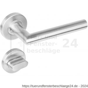 Intersteel Living 1272 Türdrücker Recht 90 Grad auf Rosette 53x8 mm EN 1906/4 mit Bad-WC 8 mm stift Edelstahl gebürstet - D26005585 - afbeelding 1