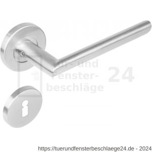 Intersteel Living 1273 Türdrücker Ovale 90 Grad auf Rosette 53x8 mm EN 1906/4 mit BB-Rosetten Edelstahl gebürstet - D26005591 - afbeelding 1