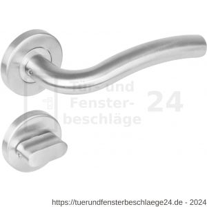 Intersteel Living 1275 Türdrücker Lisa auf Rosette 53x8 mm EN 1906/4 mit Bad-WC 8 mm stift Edelstahl gebürstet - D26005609 - afbeelding 1