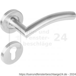 Intersteel Living 1276 Türdrücker Lisa 90 Grad auf Rosette 53x8 mm EN 1906/4 mit PZ-Rosetten Edelstahl gebürstet - D26005616 - afbeelding 1