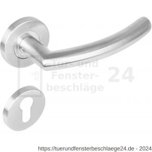 Intersteel Living 1277 Türdrücker Halbrund 90 Grad auf Rosette 53x8 mm EN 1906/4 mit PZ-Rosetten Edelstahl gebürstet - D26005624 - afbeelding 1