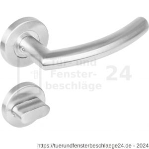 Intersteel Living 1277 Türdrücker Halbrund 90 Grad auf Rosette 53x8 mm EN 1906/4 mit Bad-WC 8 mm stift Edelstahl gebürstet - D26005625 - afbeelding 1