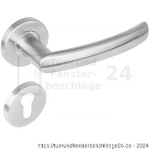 Intersteel Living 1278 Türdrücker Blok auf Rosette 53x8 mm EN 1906/4 mit PZ-Rosetten Edelstahl gebürstet - D26005632 - afbeelding 1