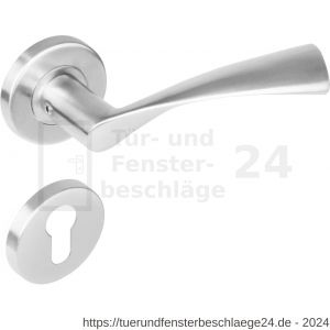 Intersteel Living 1279 Türdrücker Vlinder auf Rosette 53x8 mm EN 1906/4 mit PZ-Rosetten EN1096/3 Edelstahl gebürstet - D26000619 - afbeelding 1