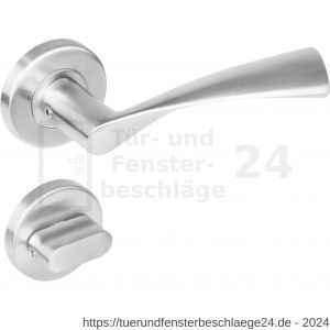 Intersteel Living 1279 Türdrücker Vlinder auf Rosette 53x8 mm EN 1906/4 mit Bad-WC 8 mm stift Edelstahl gebürstet - D26000622 - afbeelding 1