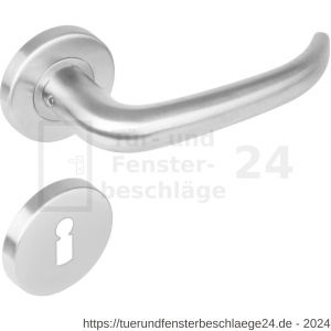 Intersteel Living 1282 Türdrücker Säbel auf Rosette 53x8 mm EN 1906/4 mit BB-Rosetten Edelstahl gebürstet - D26000633 - afbeelding 1