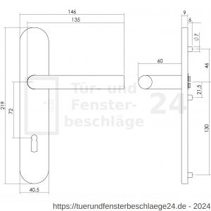 Intersteel Living 1296 Türdrücker Gerade auf Schild mit Schlüsselloch 72 mm Edelstahl gebürstet - D26005668 - afbeelding 2