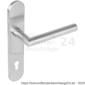 Intersteel Living 1297 Türdrücker 90 Grad Winkel auf Schild mit Profilzylinder-Lochung 92 mm Edelstahl gebürstet - D26005687 - afbeelding 1