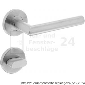 Intersteel Essentials 1317 Türdrücker Recht 90 Grad auf Rosette 55x8 mm EN 1906/4 mit Bad-WC 8 mm Stift Garnitur Edelstahl gebürstet - D26005718 - afbeelding 1