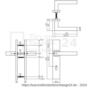 Intersteel Essentials 1337 Türdrücker Quadratisch auf rechteckigem Schild mit BB 72 mm Edelstahl gebürstet - D26008521 - afbeelding 2