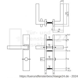 Intersteel Essentials 1337 Türdrücker Quadratisch auf rechteckigem Schild mit WC 78/8 mm Edelstahl gebürstet - D26010816 - afbeelding 2