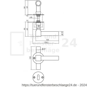 Intersteel Living 1671 Türdrücker L/T-model auf Rosette 50x2 mm mit BB-Rosetten Edelstahl gebürstet - D26010686 - afbeelding 2