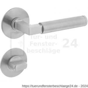 Intersteel Exclusives 1839 Türdrücker Bau-stil auf Magnet Rosette 52x3 mm mit Bad-WC 8 mm Edelstahl gebürstet - D26008531 - afbeelding 1