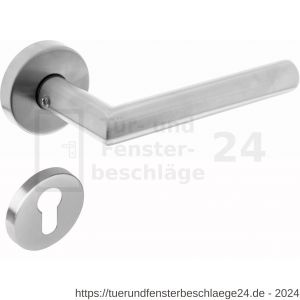 Intersteel Essentials 1951 Türdrücker Recht 90 Grad auf Rosette 50x10 mm mit PZ-Rosetten Edelstahl gebürstet - D26005804 - afbeelding 1