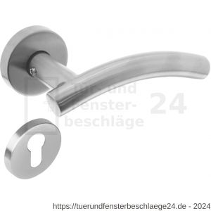 Intersteel Living 1955 Türdrücker Gebogen auf Rosette 50x10 mm mit PZ-Rosetten Edelstahl gebürstet - D26005827 - afbeelding 1