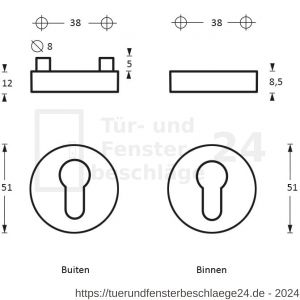 Intersteel Essentials 3752 Schutzrosetten SKG*** Profilzylinder 55 mm Edelstahl gebürstet - D26007698 - afbeelding 2