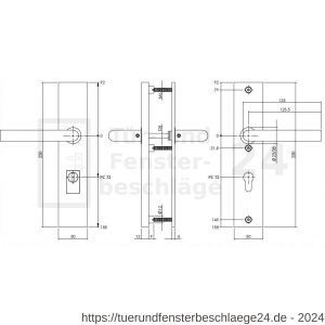 Intersteel Exclusives 3963 Schutzbeschlag SKG*** mit Profilzylinder-Lochung 72 mm und Kernziehschutz rechteckig Edelstahl gebürstet - D26008645 - afbeelding 2