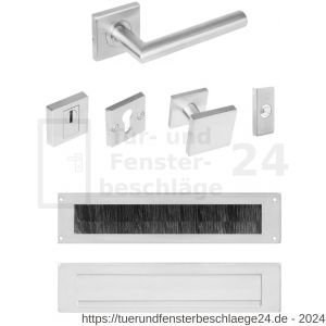 Intersteel Essentials 4057 Haustürset Schutzbeschlag SKG*** quadratisch Rosette Edelstahl gebürstet mit Kernziehschutz - D26008663 - afbeelding 1