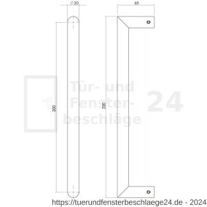 Intersteel Essentials 4335 Türgriff stückweise gerade-90 Grad 220x65x20 mm Mittenabstand 200 mm Edelstahl gebürstet - D26008743 - afbeelding 2