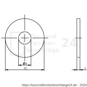 Intersteel Essentials 4380 Unterlegscheibe für Stoßgriffe 32 mm Edelstahl gebürstet - D26006158 - afbeelding 2