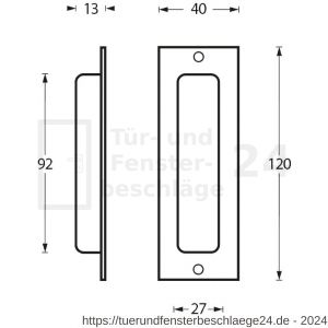 Intersteel Essentials 4476 Griffmuschel Rechteckig mit Schraublöchern Edelstahl gebürstet - D26007657 - afbeelding 2