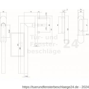 Intersteel Living 4500 Hebe- und Schiebetürbeschlag 90 Grad mit Profilzylinder-Lochung Edelstahl gebürstet - D26003875 - afbeelding 2