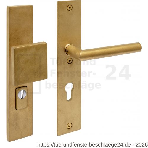 Intersteel Living 3962Z SKG3 Sicherheitsbeschlag rechteckig 250x50 mm Griff-Drücker Jura Profilzylinder Lochung 72 mm mit Kernziehschutz PVD messing vibriert - D26010932 - afbeelding 1